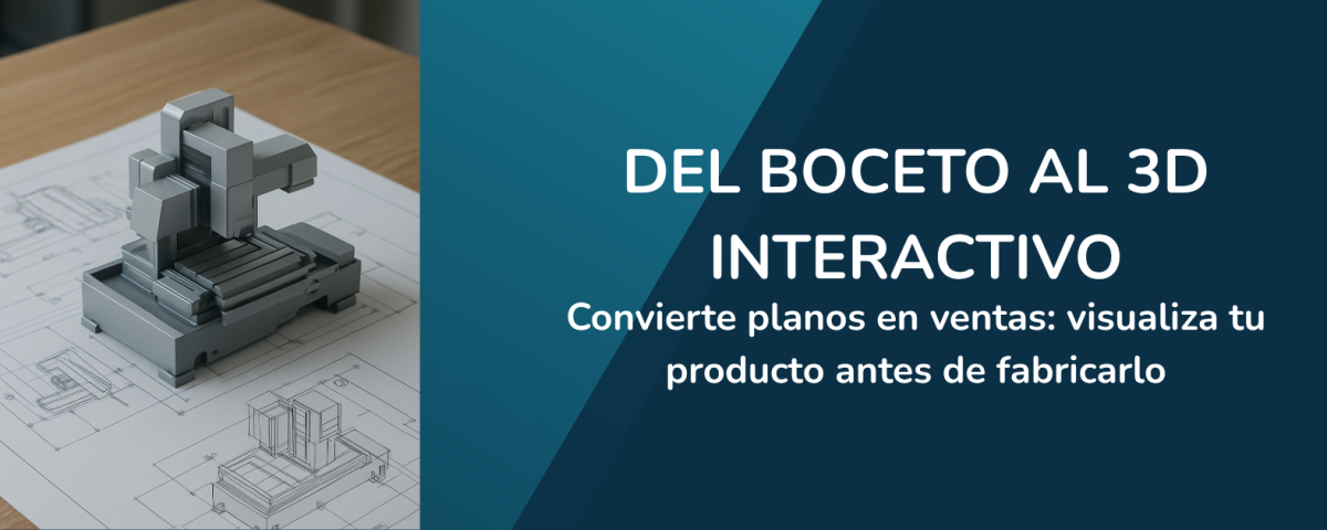 Plano técnico y modelo 3D de una máquina industrial sobre una mesa de trabajo