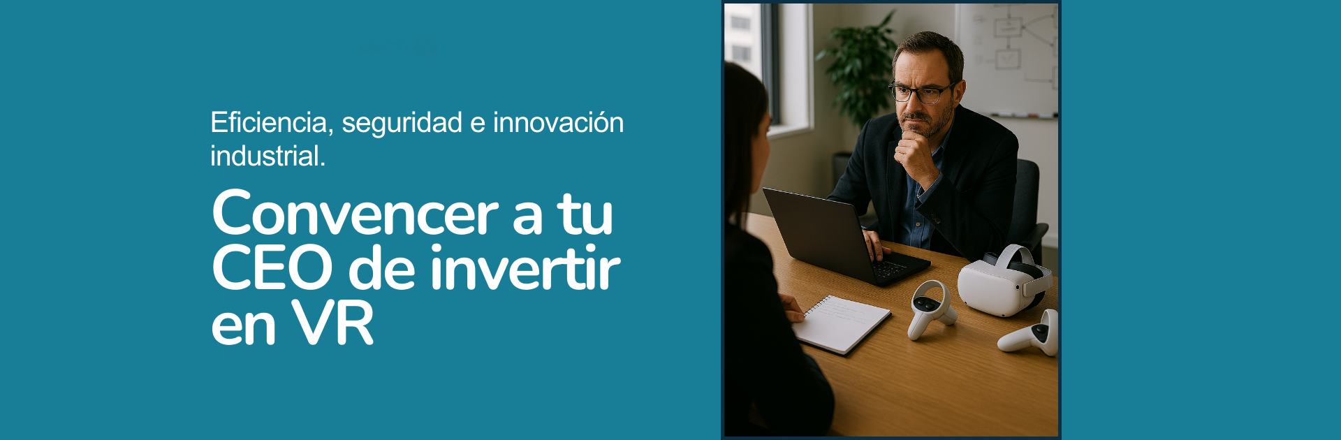 Directivos industriales analizando un proyecto de realidad virtual para formación, prototipado y marketing