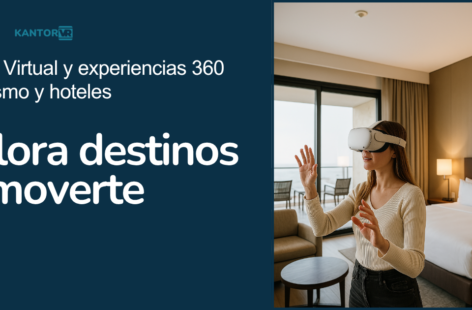 Vista panorámica de un hotel con experiencia virtual 360 para promoción turística